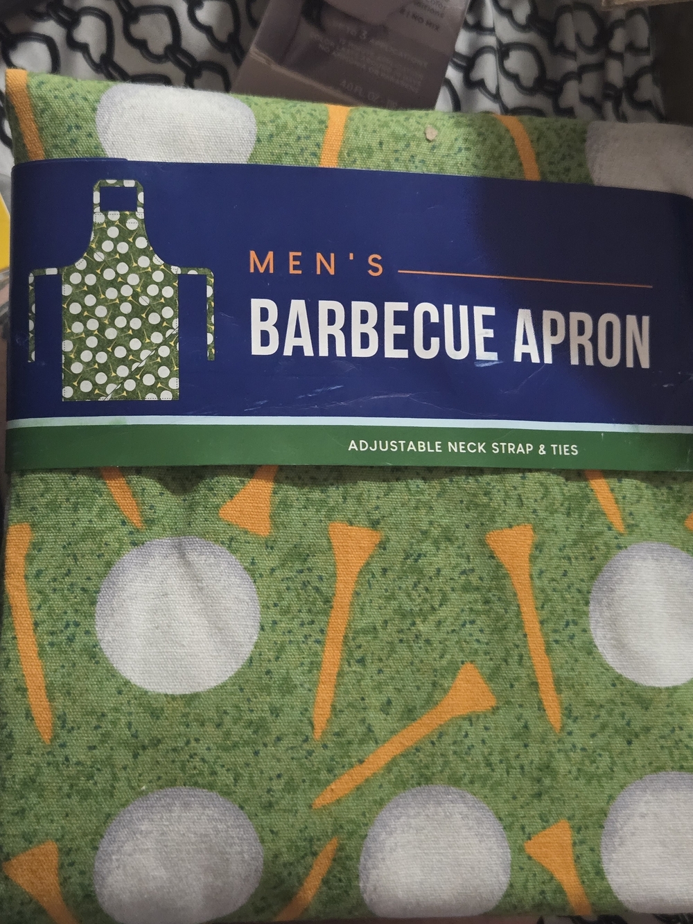 Men's Green Barbecue Apron with Orange Accents